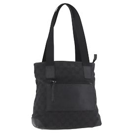 GUCCI GG Canvas Hand Bag Black Silver 28893