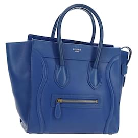 Céline CELINE Micro shopper Hand Bag Leather Blue Gold