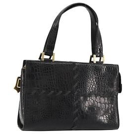 SAINT LAURENT Hand Bag Embossed leather Black Gold