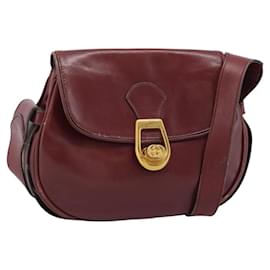 GUCCI Shoulder Bag Leather Bordeaux Gold