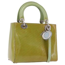 Christian Dior Sac à main Canage Vernis 2way Vert Argent
