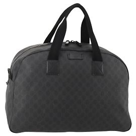 GUCCI GG Supreme Boston Bag PVC Black Silver