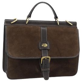 GUCCI Hand Bag Suede Brown Gold