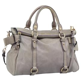 Miu Miu Ribbon Hand Bag Leather 2way Purple Gold