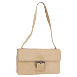 PRADA Shoulder Bag Harako leather Beige Silver