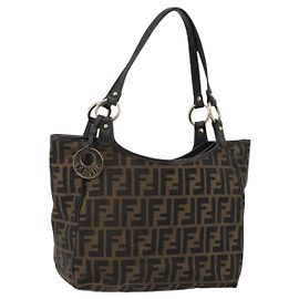 FENDI Zucca Canvas Tote Bag Black Brown