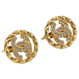 CHANEL Earring Metal Gold Tone CC