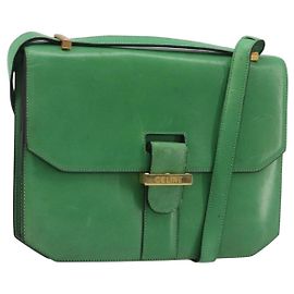 Céline CELINE Shoulder Bag Leather Green Gold