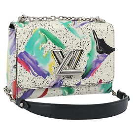 LOUIS VUITTON Bolsa de Ombro Twist MM Couro Branco Prata M53857 LV