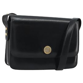 GUCCI Schultertasche aus Leder Schwarz Gold