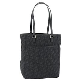 Christian Dior Trotter Canvas Shoulder Bag Black Silver