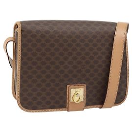 Céline CELINE Macadam Canvas Shoulder Bag PVC Leather Brown Gold
