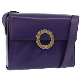 Céline CELINE Circle Shoulder Bag Leather Purple Gold