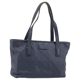 GUCCI GG Canvas Guccissima Tote Bag Leather Navy Gold 211138