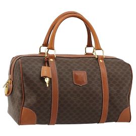 Céline CELINE Macadam Canvas Boston Bag PVC Leather Brown Gold