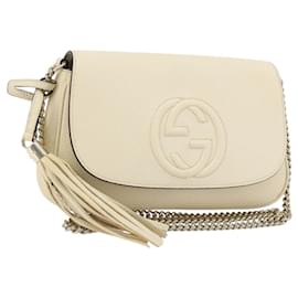 GUCCI Chain Soho Shoulder Bag Leather Outlet White Gold 536224