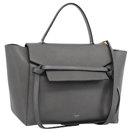 Céline CELINE Micro Belt Hand Bag Leather 2way Gray Gold