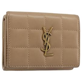 SAINT LAURENT Cassandra Wallet Leather Beige Gold