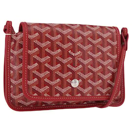 GOYARD Herringbone Shoulder Bag PVC Red Silver