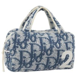 Christian Dior Trotter Canvas Hand Bag Pile Blue