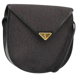 SAINT LAURENT Shoulder Bag PVC Canvas Purple Gold