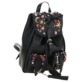 SAINT LAURENT Mochila de piel negra plata