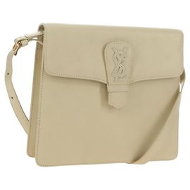 SAINT LAURENT YSL Shoulder Bag Leather Ivory Gold