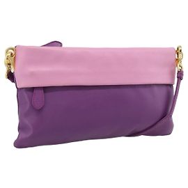 PRADA Shoulder Bag Leather Purple Gold