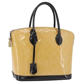 LOUIS VUITTON Monogram Vernis Lockit PM Tote Bag Beige Black M90251