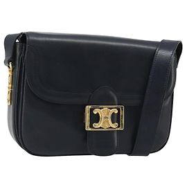 Céline CELINE Shoulder Bag Leather Navy Gold