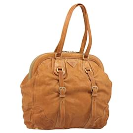 PRADA Shoulder Bag Leather 2way Brown Gold