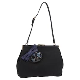 Miu Miu Hand Bag Satin Black Gold