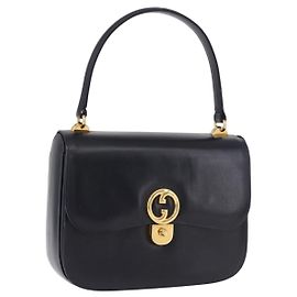 Borsa a mano GUCCI in pelle blu navy e oro, autentica 187557A