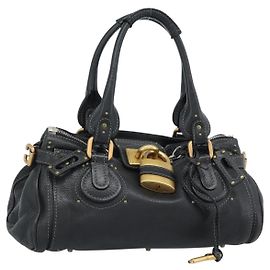 Chloé Sac Chloe Paddington en cuir noir, or et argent, authentique am11929M