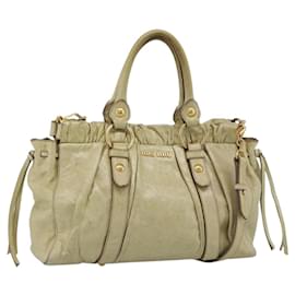 Borsa a mano Miu Miu Matelassé in pelle 2 vie beige oro autentica 187578V