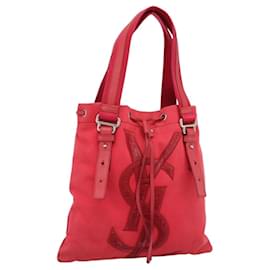 SAINT LAURENT Tote Bag Canvas Pink Silver