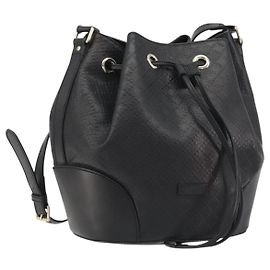 GUCCI Purse Shoulder Bag Leather PVC Black Gold 354228