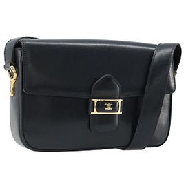 Céline CELINE Shoulder Bag Leather Navy Gold