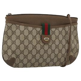 GUCCI GG Supreme Web Sherry Line Bag PVC Beige Gold 904 02 026