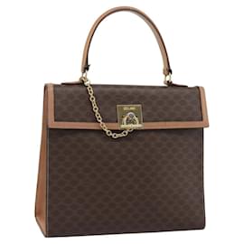 Céline CELINE Macadam Canvas Hand Bag PVC Leather Brown Gold