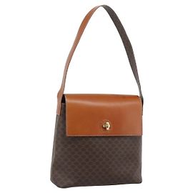 Céline CELINE Macadam Canvas Shoulder Bag PVC Leather Brown Gold