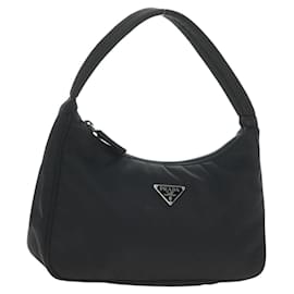 PRADA Hand Pouch Nylon Black Silver