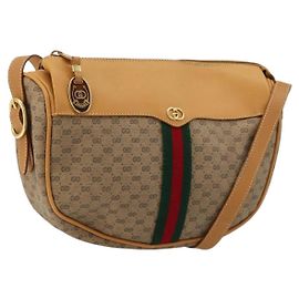 GUCCI Micro GG Supreme Web Sherry Line Shoulder Bag PVC Beige Gold