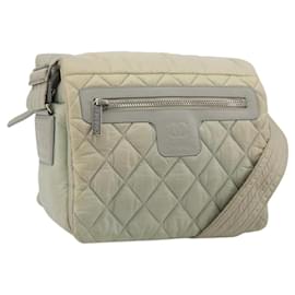 CHANEL Cococoon Shoulder Bag Nylon Gray Silver CC