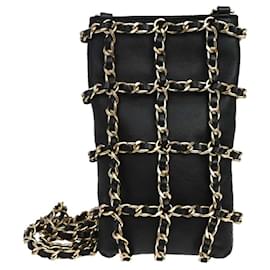 Chanel Tech Me Out Clutch mit Kette aus Lammleder