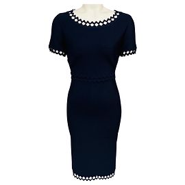 Abito in maglia bandage Ariana Herve Leger Pacific Blue con ritagli zig zag