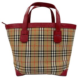 Borsa Tote Burberry Haymarket Check Canvas Beige