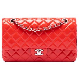Red Chanel Medium Classic Patent Double Flap Shoulder Bag