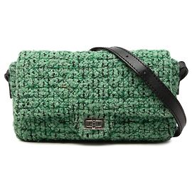 Borsa a tracolla Chanel Small Quilted Tweed Reissue 2.55 Easy Messenger Flap Verde