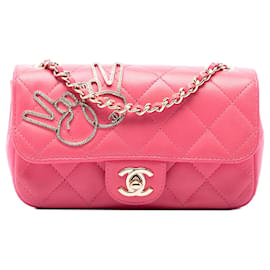 Borsa a tracolla Chanel Extra Mini V for Victory in pelle d'agnello rosa